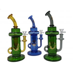 On Point Glass - 11" Assorted Dual Color Showerhead Perc Recycler Water Pipe - [ABC168]